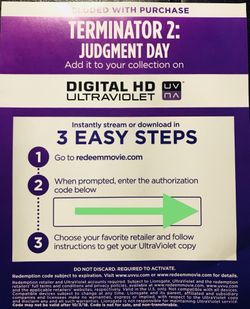 Terminator 2: Judgement Day digital movie code