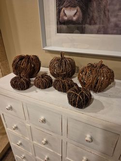 Farmhouse /  Shabby Chic Holiday Twig pumpkins.
