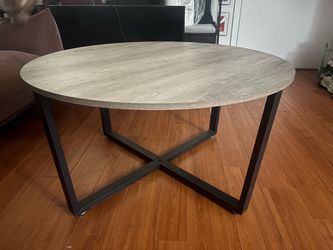 Round Coffee Table with Metal Base