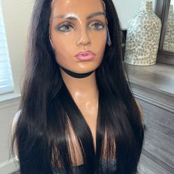 28” straight wig natural color