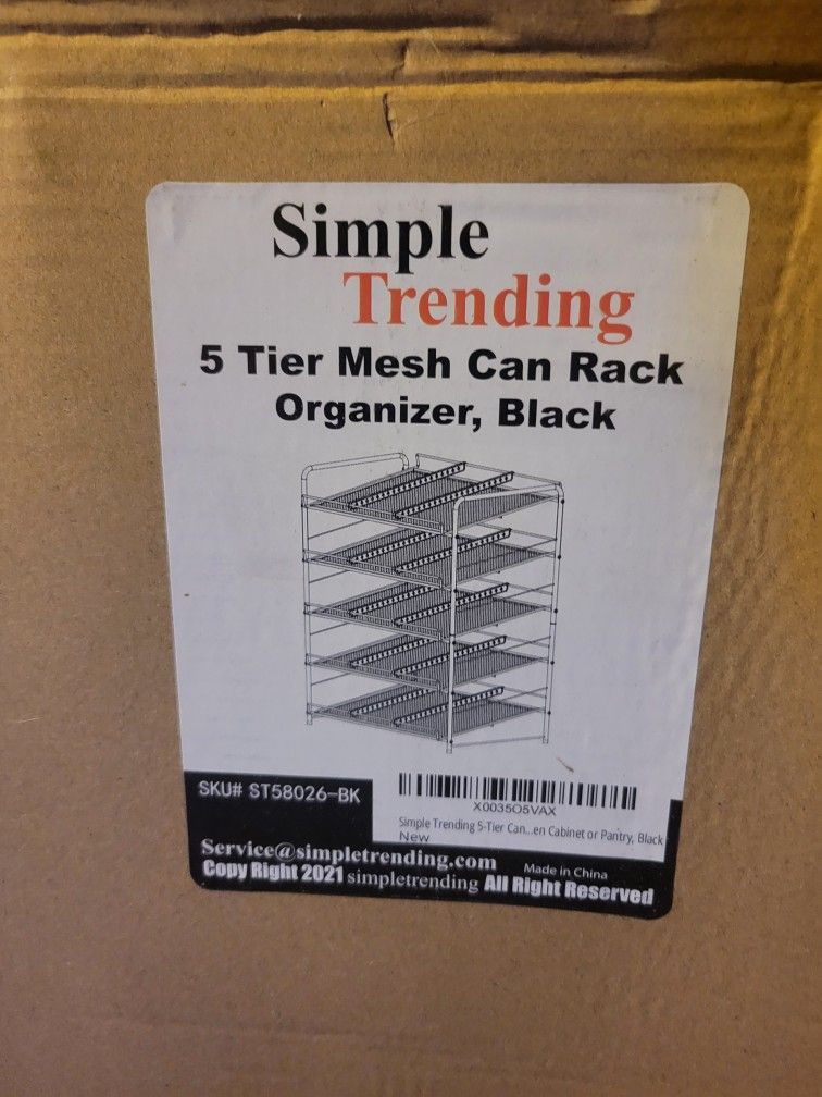 Simple Trending 5 Tier Mesh Can Rack Organizer Black New Cabinet or Pantry