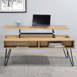 Fanning Engineered Wood Lift Top Coffee Table Golden Oak