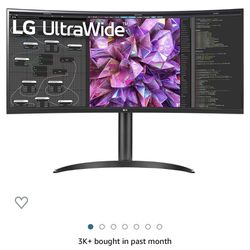 LG Ultrawide Curved 34” 2k 60hz Monitor + Monitor Arm