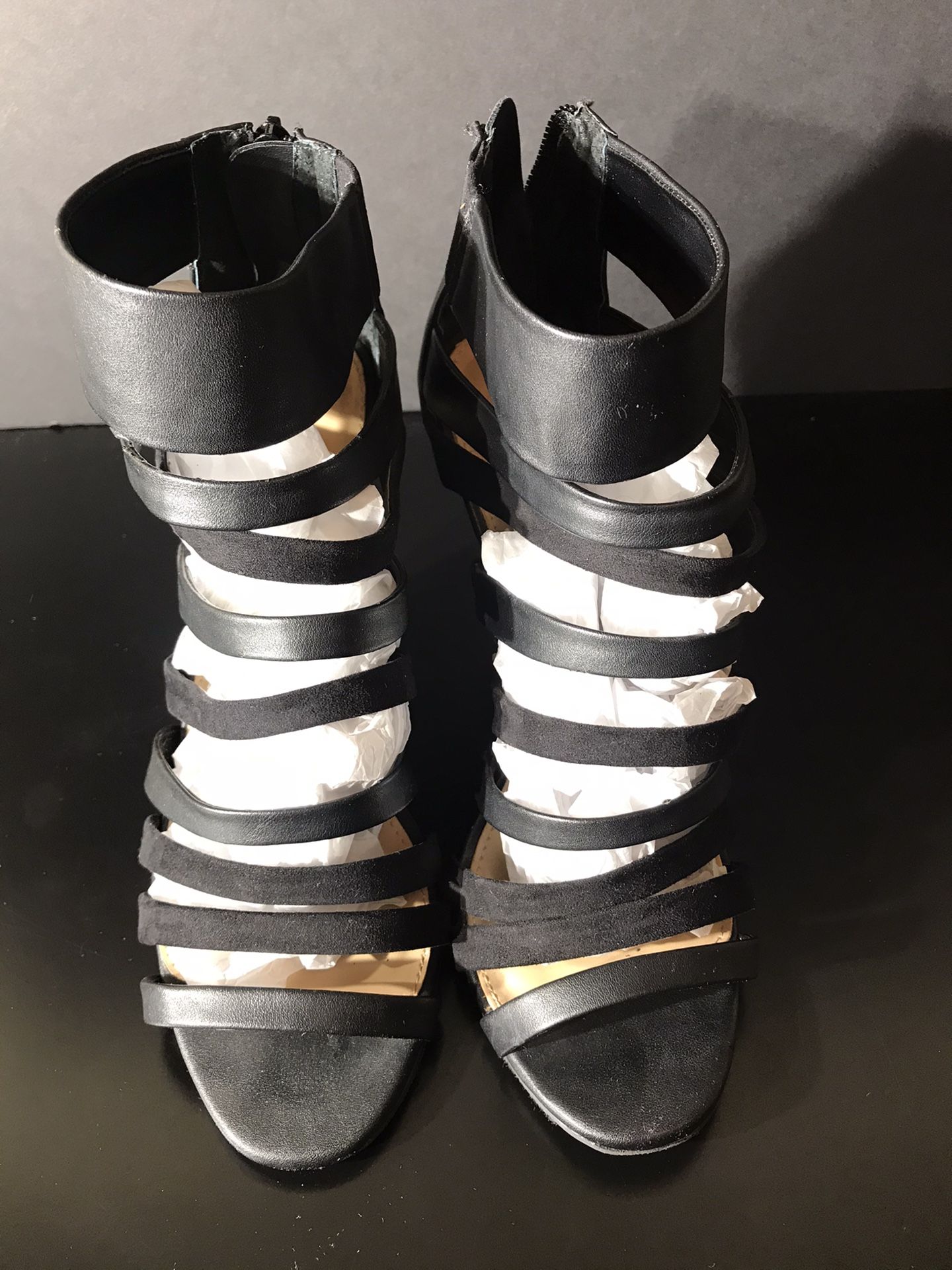 USED - Express Caged Wedge Sandals Size 9