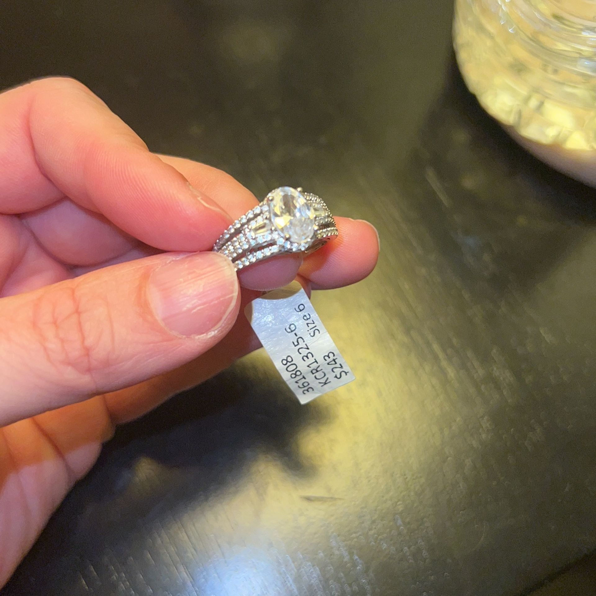 Cubic Zirconia Silver Engagement Ring size 6