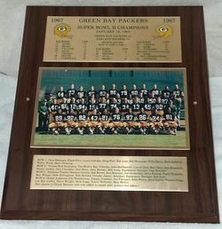 1967 Green Bay Packers Super Bowl II Champions Wood Plaque Team Photo
