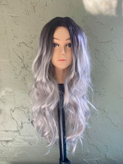 Wavy Fluffy Grey Blond Wig Curly Long length For Women Wigs