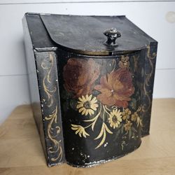 Antique/Victorian era Coffe/Tea Toleware Tin Bin