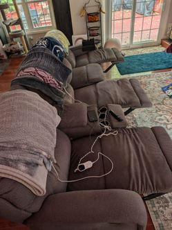 FREE Gray Fabric Sectional Recliner Sofa