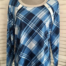 Blue Plaid Shirt, XL