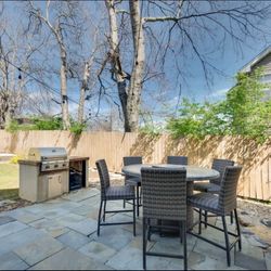 7 Piece Outdoor Fire Pit Dining Table 