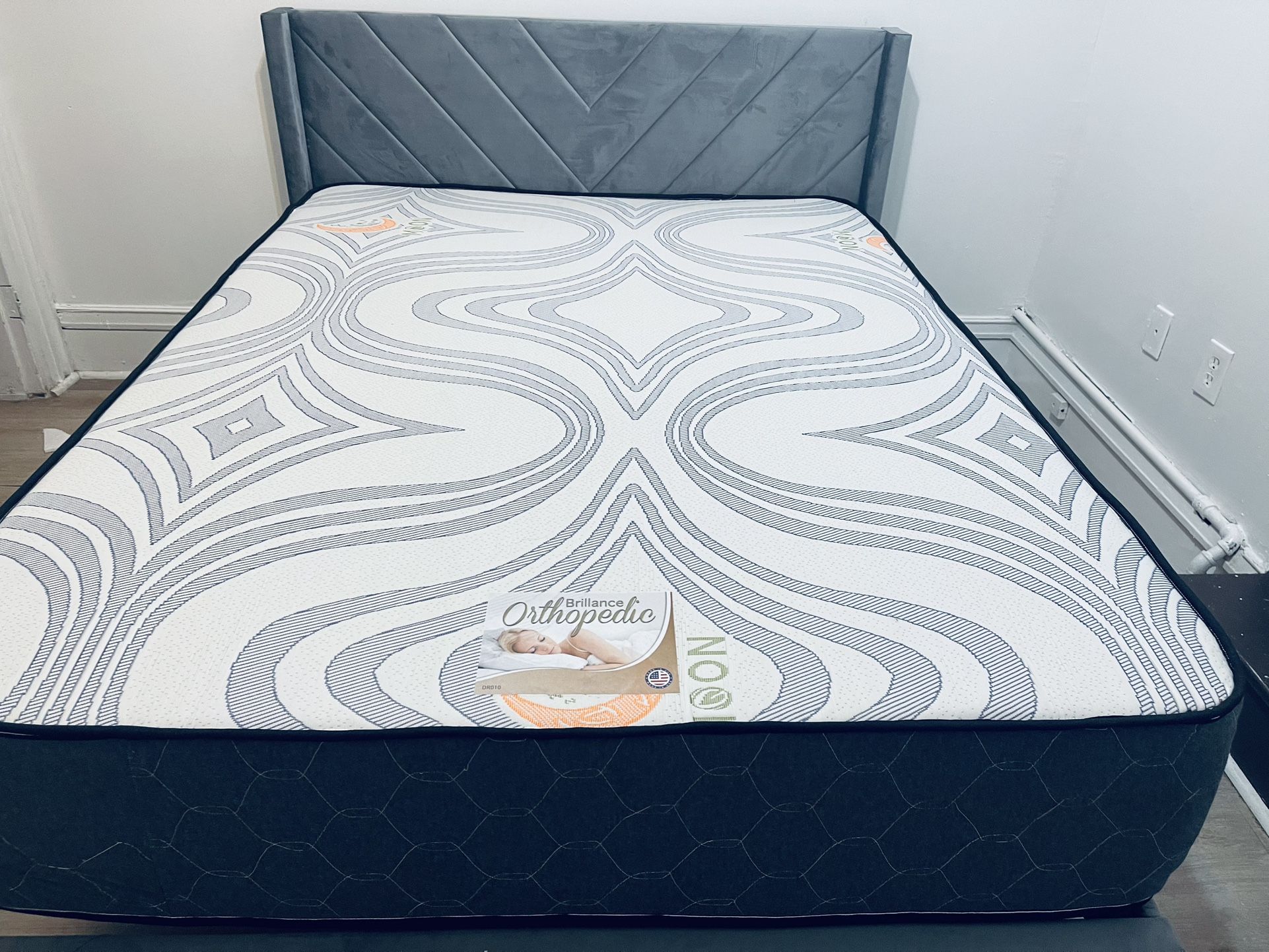 Queen Bed Frame+ Mattress 12”thick Brand New Delivery Available
