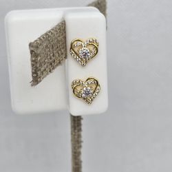 14k gold plated over .925 heart moissanite earrings