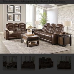 Leather Power Reclining Sofa & Power Rec Love Seat On Sale