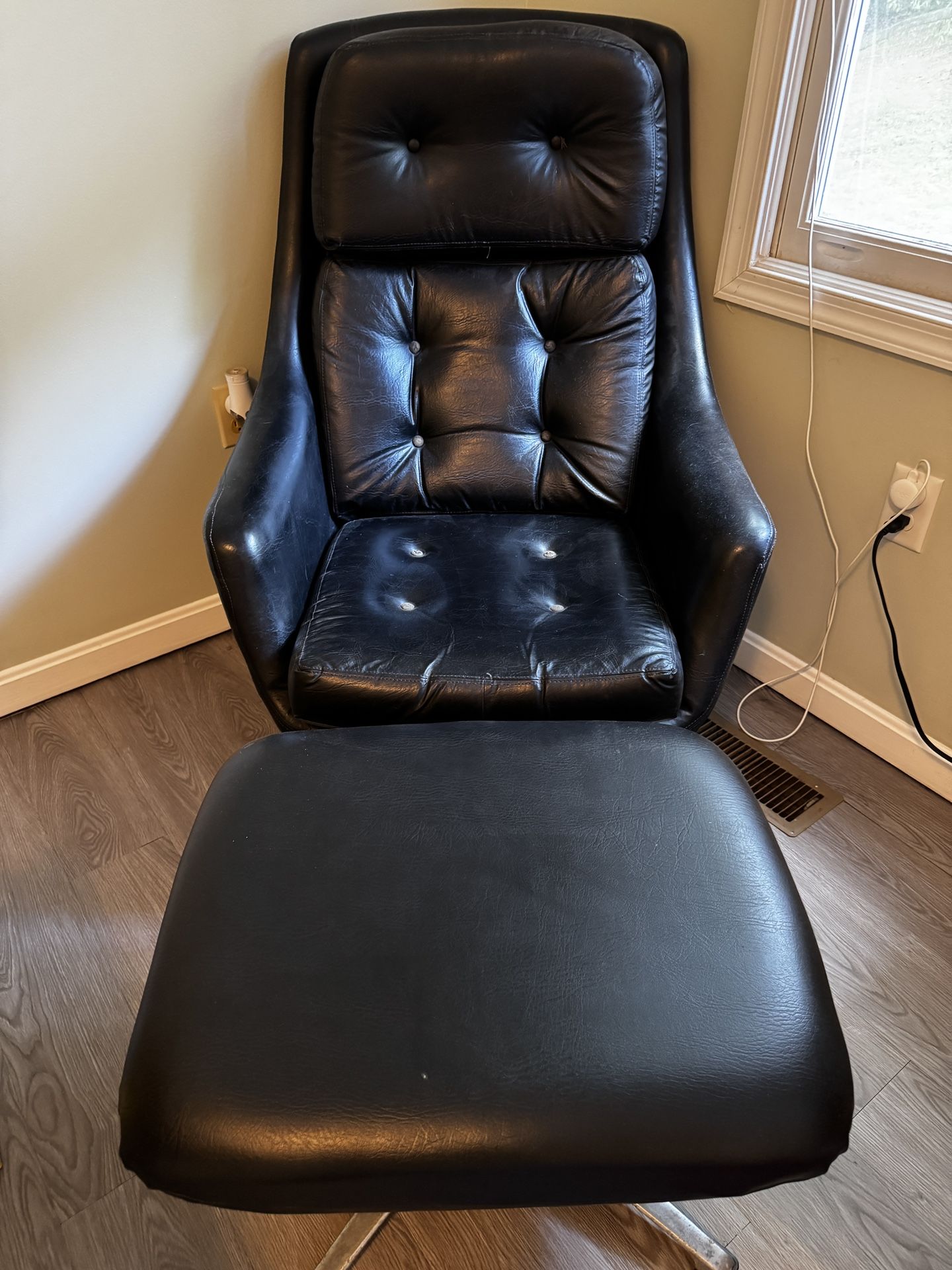 Vintage Mid Century Overman Swivel Chair And Ottoman