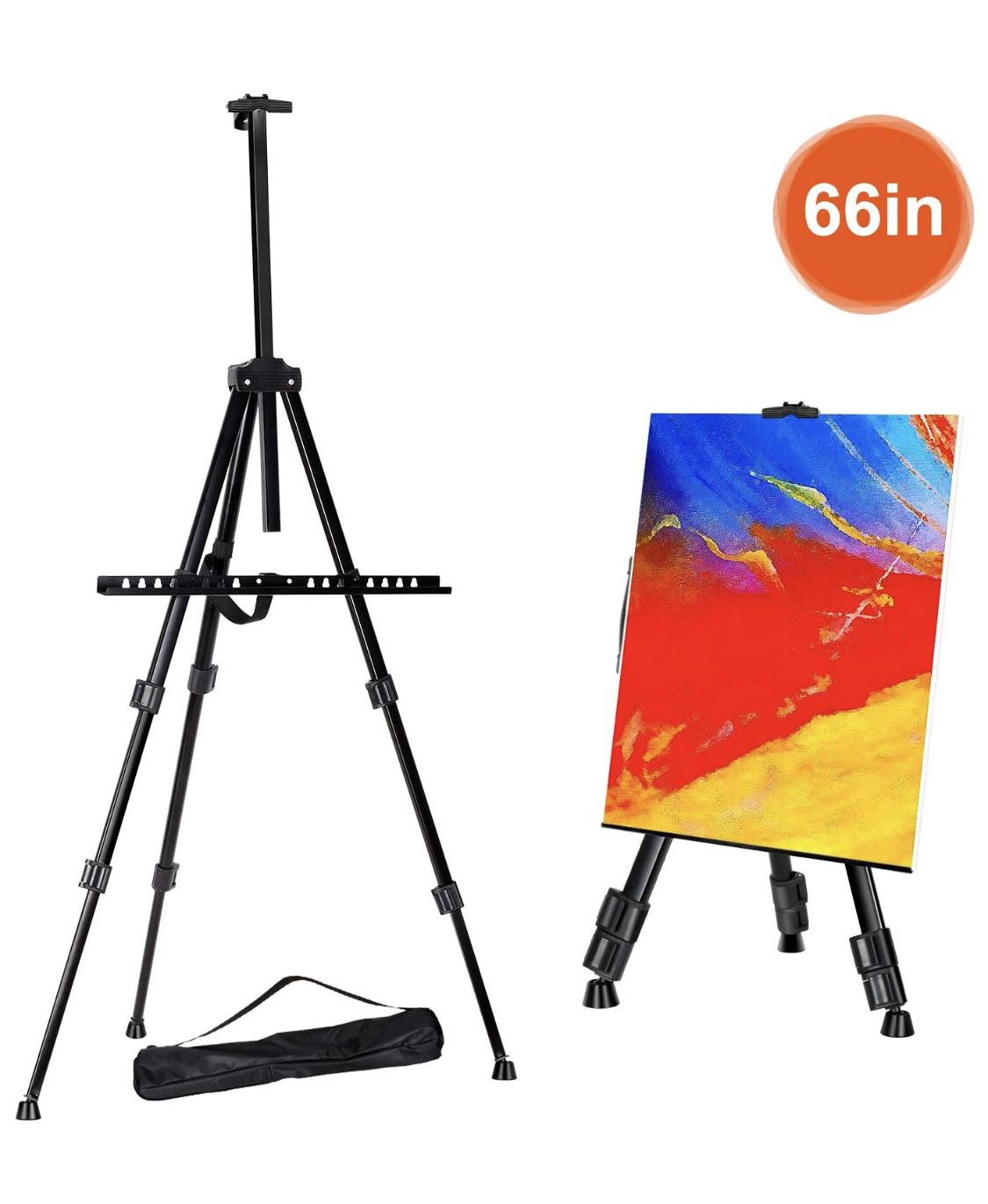 Easel Artist Easel Tripod with Portable Bag Adjustable Height from 21" to 66" for Table-Top/Floor Painting,Displaying,Drawing