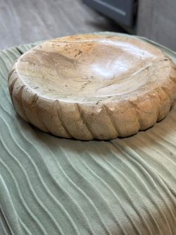 Handmade designer 8” India Marble travertine Carved Stone Decorative Bowl