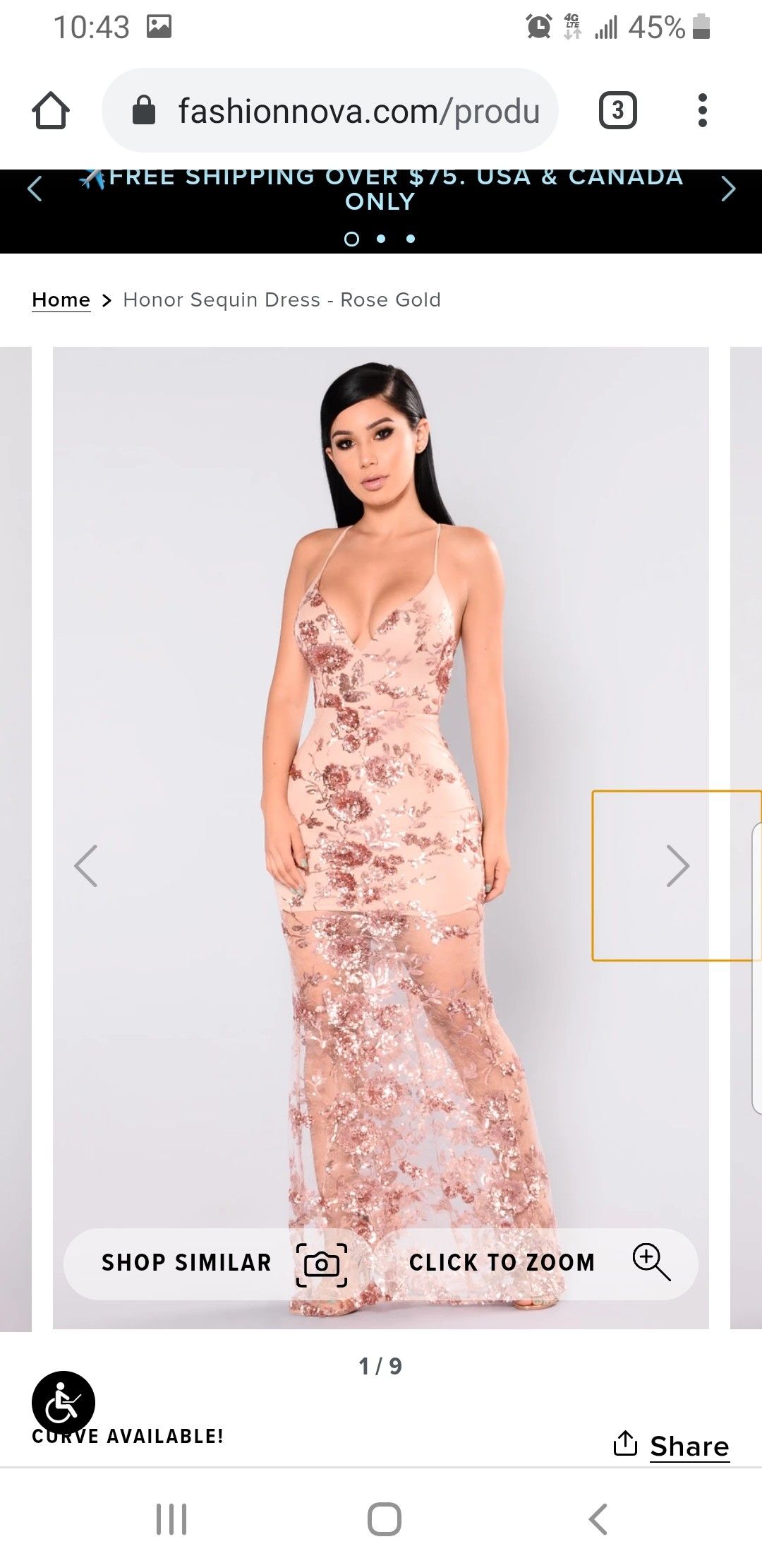 Honor sequin Dress Rose Gold