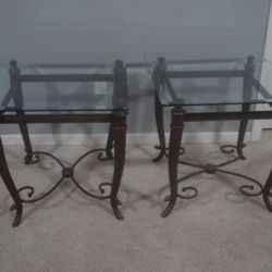 2-Glass Rectangle End Tables