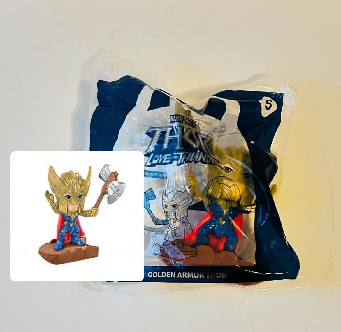 Marvel Thor Love and Thunder 2022 McDonalds Happy Meal Toy - 5 Golden Armor Thor