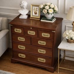Beautiful Vintage Campaign Style 7-Drawer Dresser / Chest of Drawers