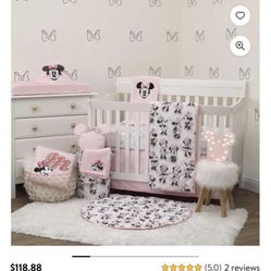 Disney Minnie Mouse 6 Piece Nursery Crib Bedding Set,