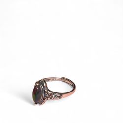 Adjustable Black Opal Vintage Style Sterling Silver 925 ring(159)58