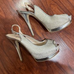 Guess Silver Heels Size 8 1/2