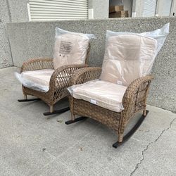 2pc Outdoor Rattan Rocking Chair Set 