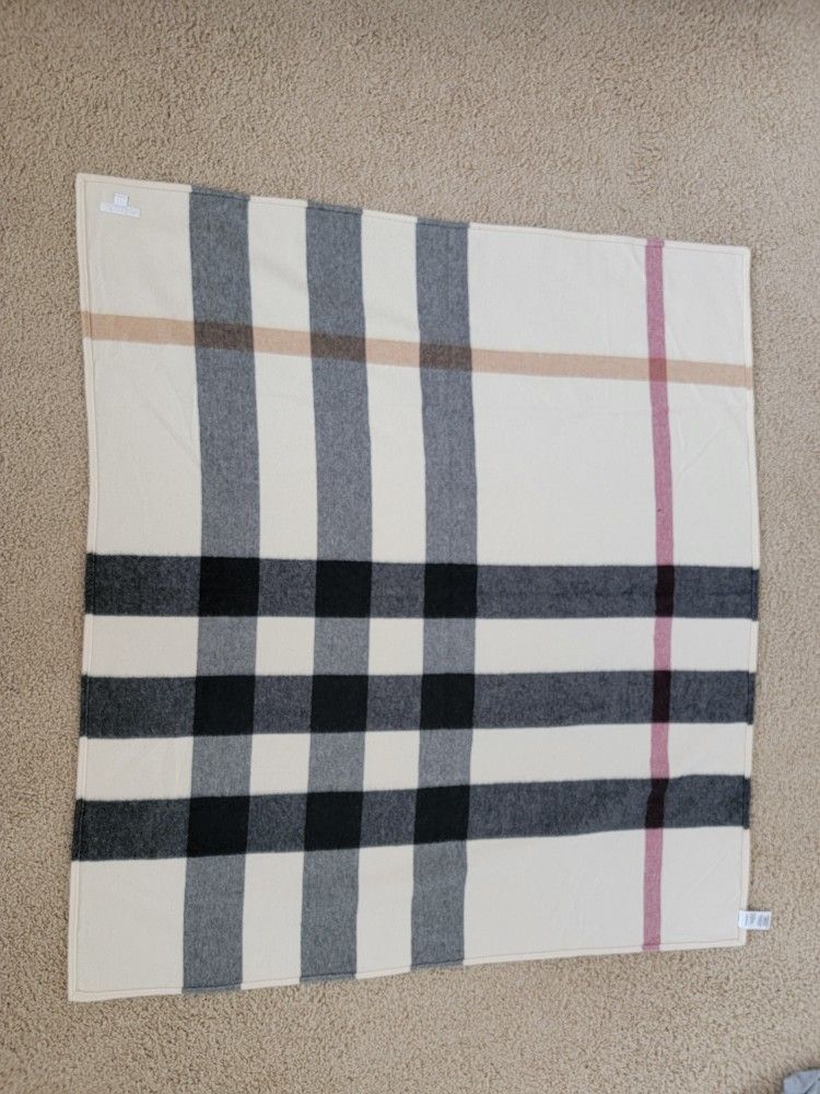 Auth 100% Burberry Check Cashmere Baby Blanket 