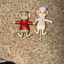 Bernard  and Bianca Figure, Disney Rescuers Down Under Just Toys, Hard Rubber. Are dirty have marks from use 