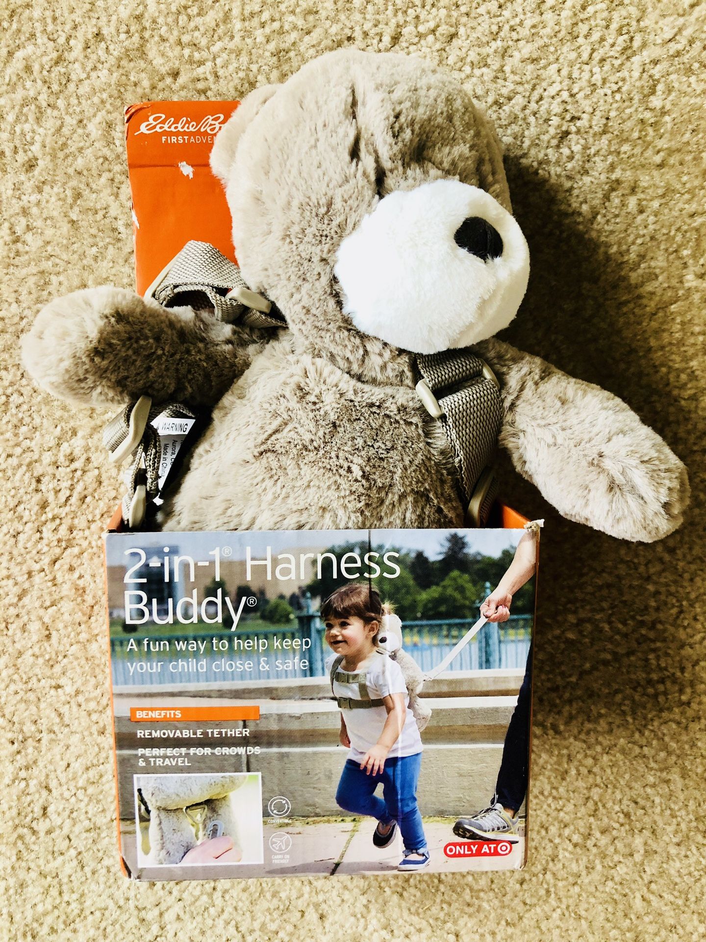 NEW Eddie Bauer baby harness teddy bear, boy girl unisex