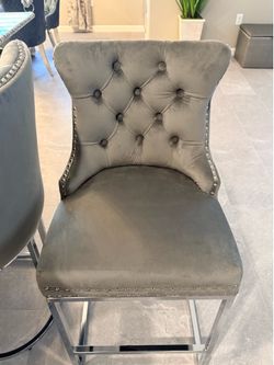Gray velvet counter height stools qty 4