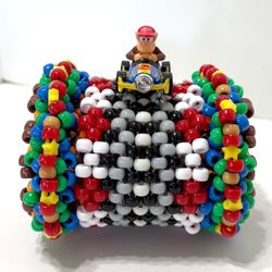 Diddy Kong MarioKart Themed Kandi Rotating Cuff Bracelet Rave Festival