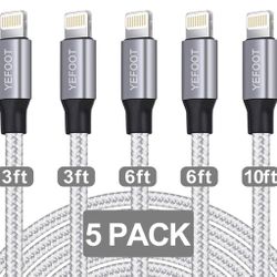 IPhone Lightning Cables. 5 Pack! 3ft, 6ft And 10ft! NEW