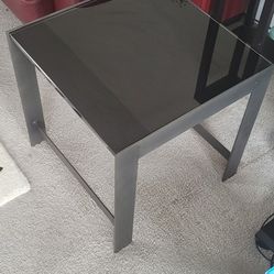 Side Tables- Set Of 2 - Glass On Metal, 20x20x20