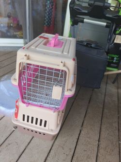 2 Pet Carrier Cat Carriers Kennel Crate Airline Approved Kitty Travel Cage Plastic Lightweight and Safe to Carry for Puppy Bunny Cats