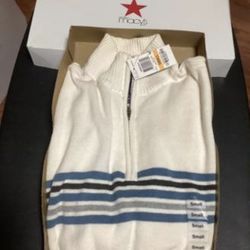 John Ashford Chest Stripe Quarter-Zip Sweater