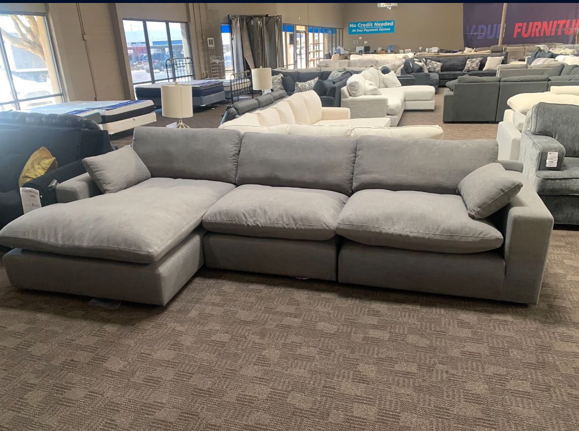 Grey Cloud feather Down Sectional Couch 