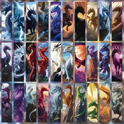 🐉 30-Piece Fantasy Dragon Bookmark Collection