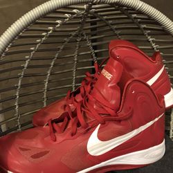 NIKE Hyperfuse Mens Sz 18 Red/White 525019-600 Basketball Sneakers - Nice