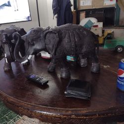 Two Indian Elephant Statues