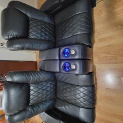 2 Theater Leather Recliners