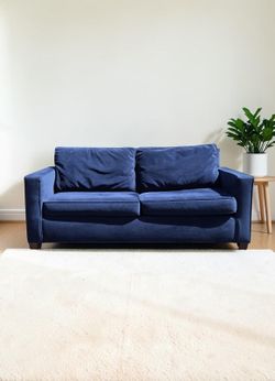 West Elm Henry Sofa 76" Blue Velvet – Office Use – $649