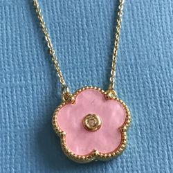 Beautifully Designed Necklace Pinkish Pearlized Pendant/Gold With Adjustable Length Chain *Ship Nationwide Or Pickup Boca Raton