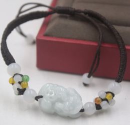 Multicolor Jade beads pixiu ajustable bracelet size 7’