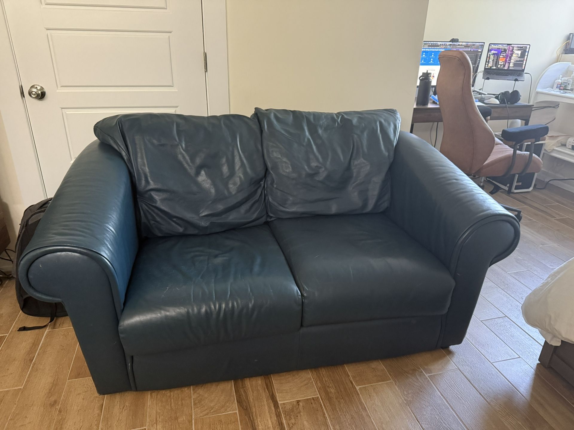 Blue Leather Couch
