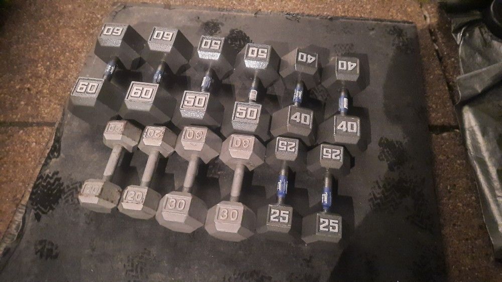 Hex head dumbbells (prices in description)