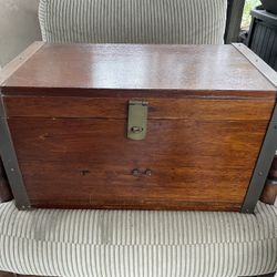 Vintage Wood Tool Chest Brass Hardware