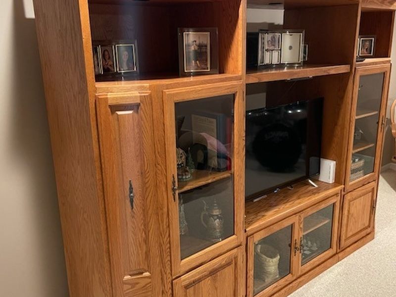 Solid Oak Entertainment Center for Sale in Oswego, IL OfferUp
